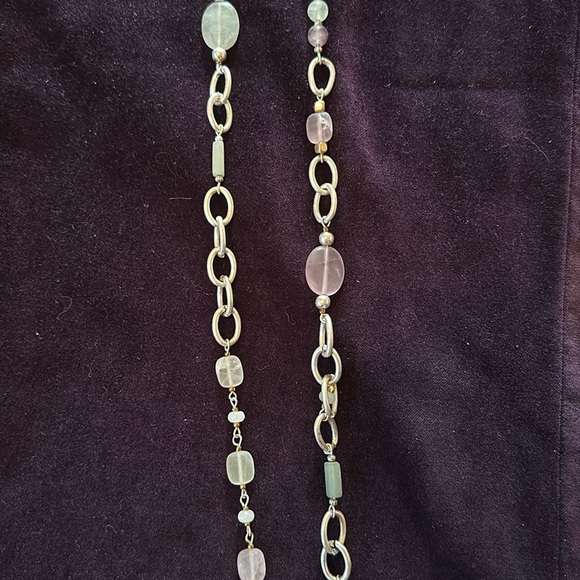 J.Jill Semi-Precious Stone and Silver Tone Chain Necklace Adjustable NWT - Picture 3 of 8